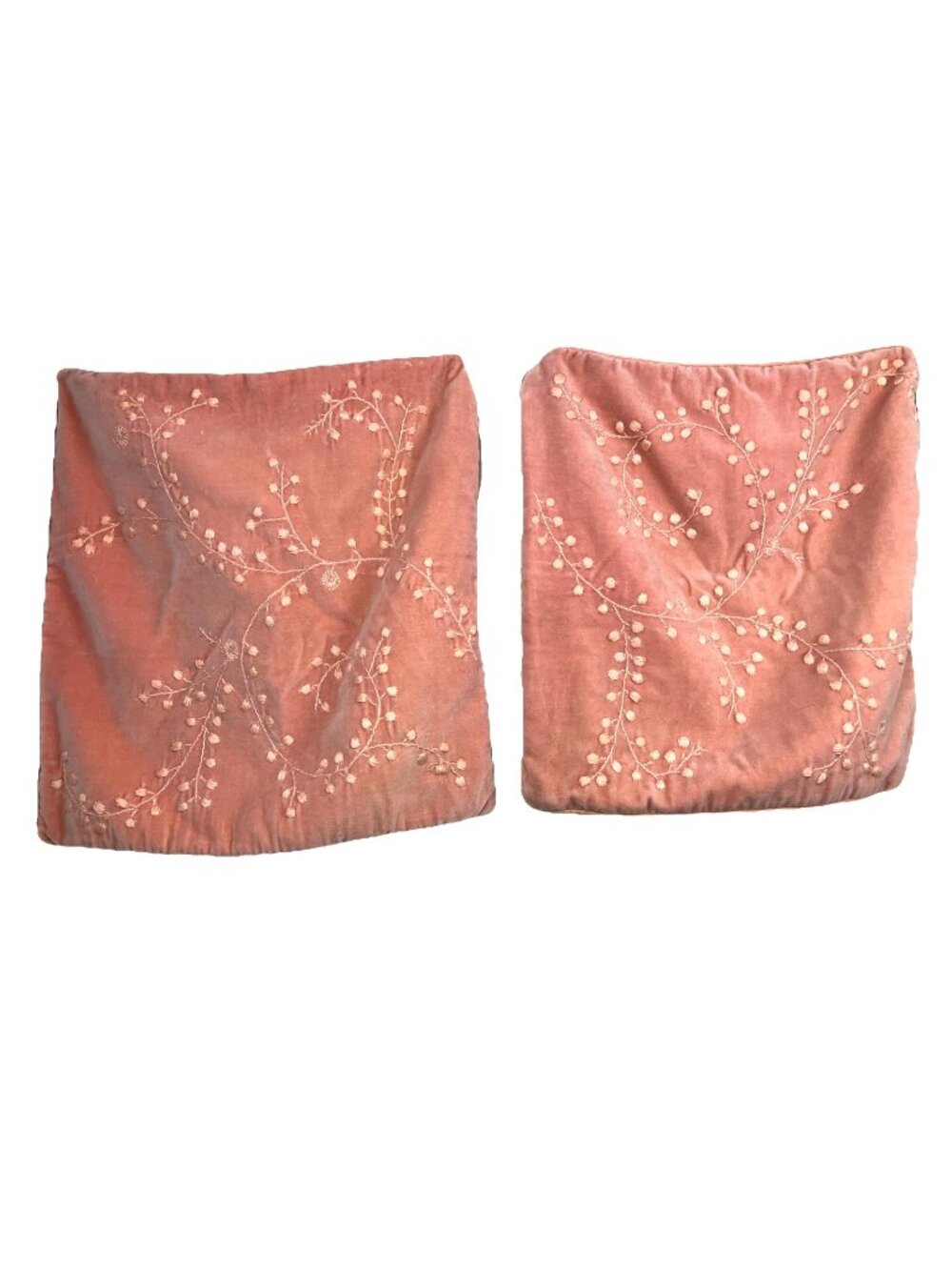 2 Sferra 1891 Velvet Cotton  Decorative Pillow Slip Cover Salmon Peach